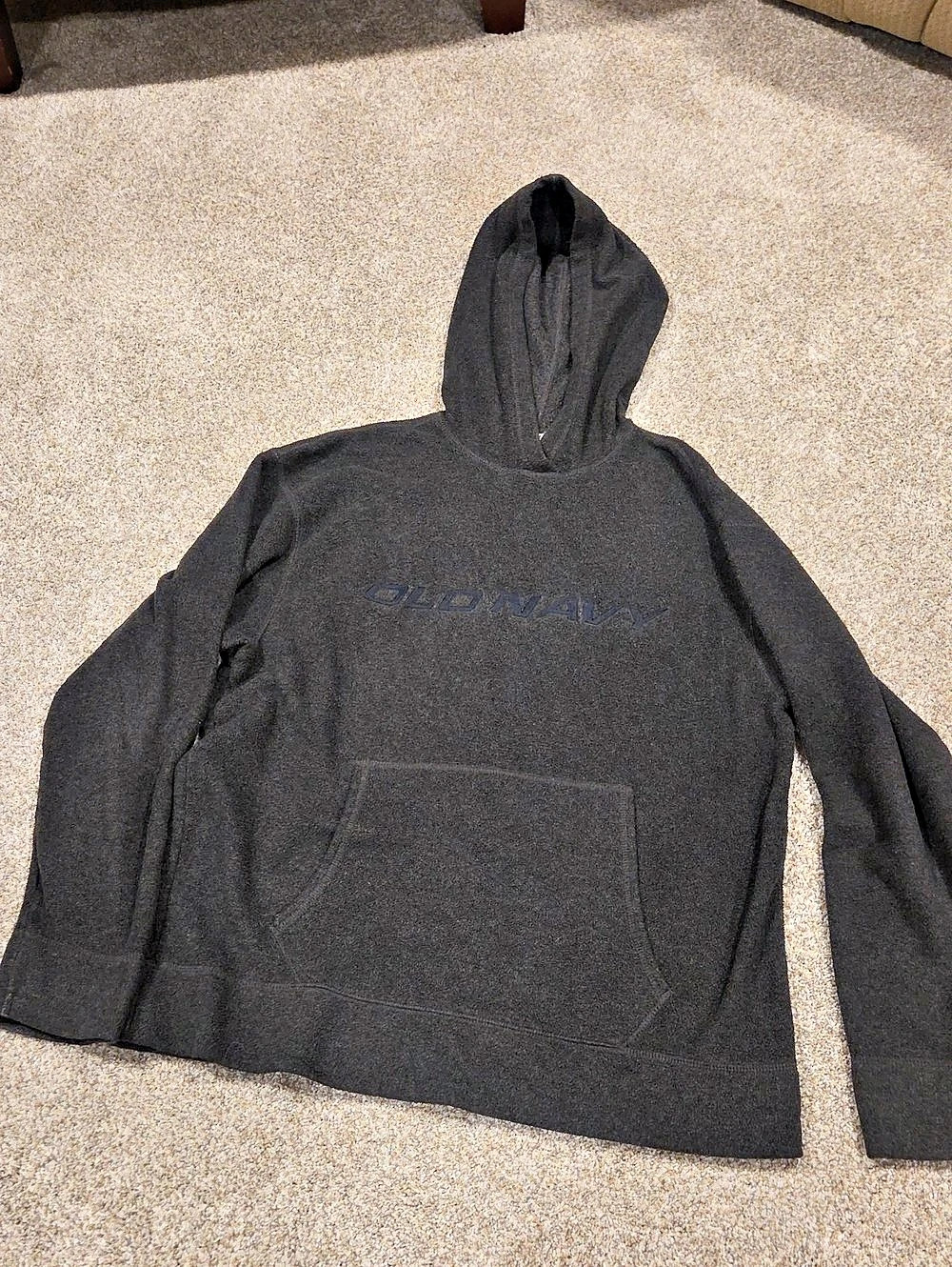 Old Navy Embroidered Logo Fleece Pullover Hoodie Men's Large Black